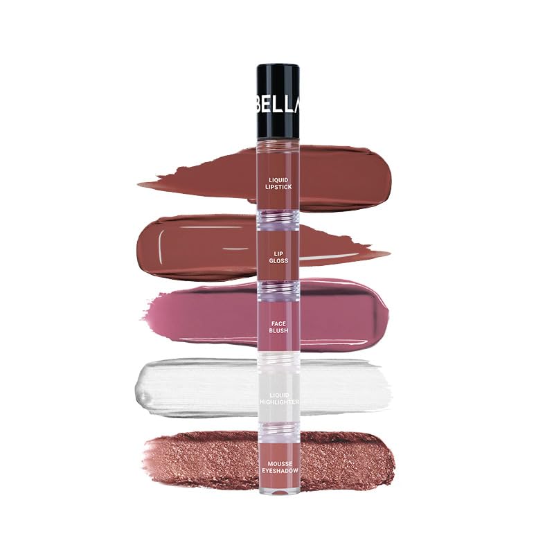Bellavita High Five 5In1 Face Glam Makeup Stack Eyeshadow, Highlighter, Lip Gloss, Lipstick & Blush | LongLasting, SmudgePr