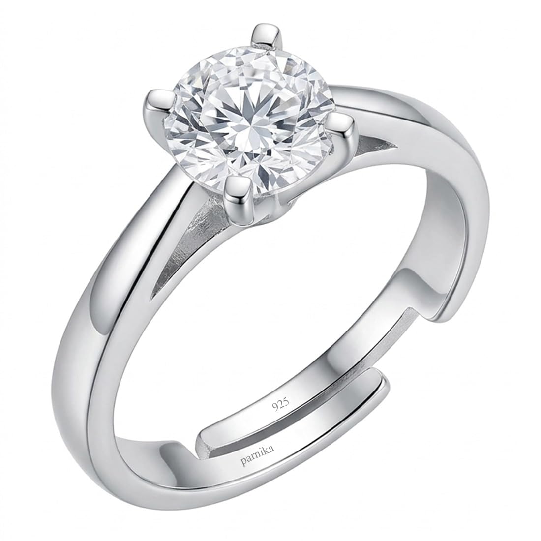 Parnika Cz Adjustable Finger Ring In Pure 92.5 Sterling Silver | Gift For Girls & Women | With Certificate Of Authenticity | (So