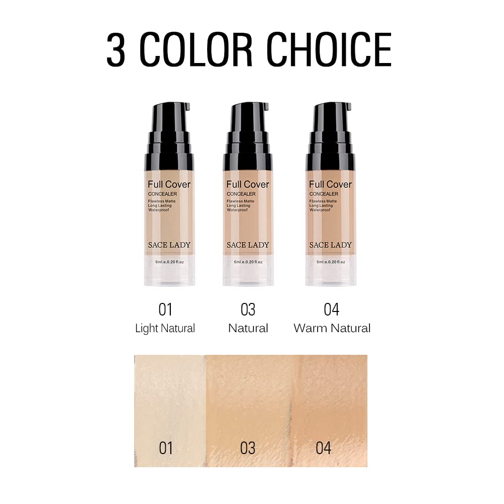 3 Pack Pro Full Cover Liquid Concealer, Waterproof Smooth Matte Flawless Finish Creamy Concealer Foundation For Eye Dark Circles
