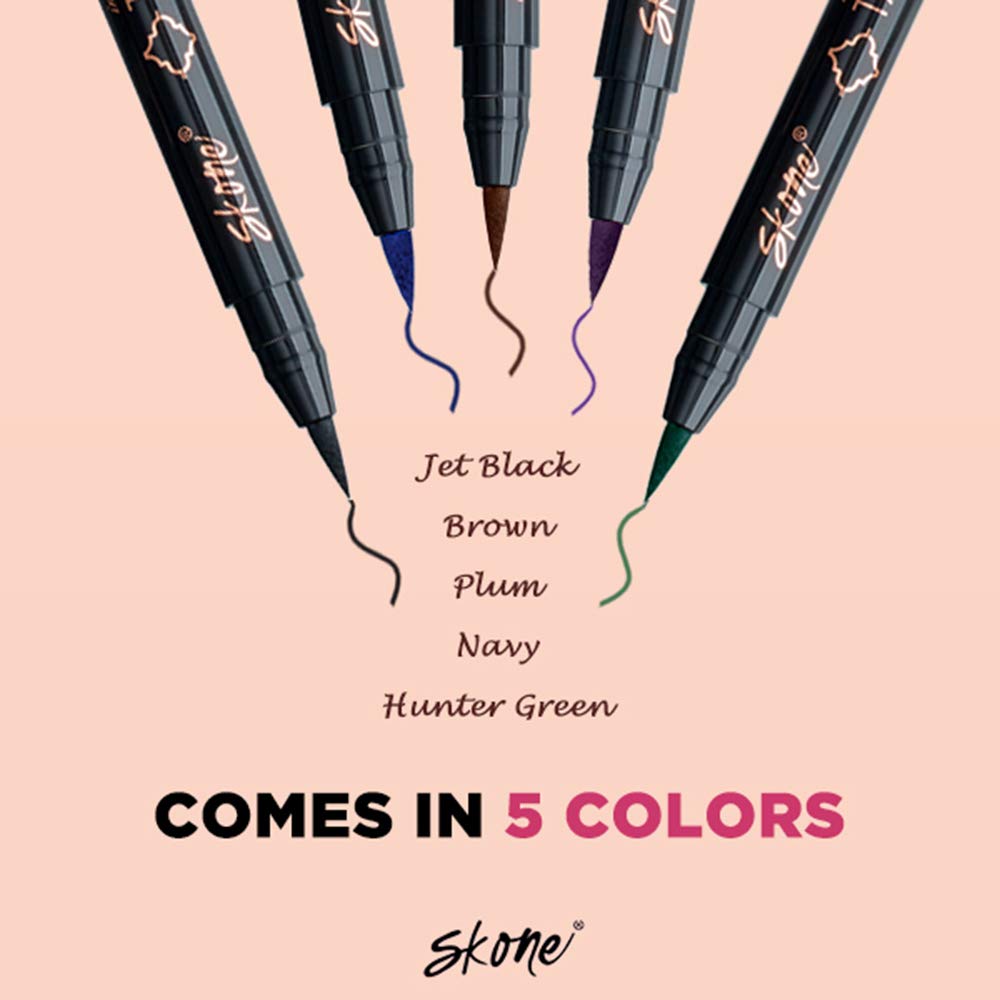 Skone Cosmetics Insanely Intense Tattooed Eyeliner Pen - 5-Piece Set - Waterproof Liquid Eyeliner, Sweat Proof, Smudge Proof Liq