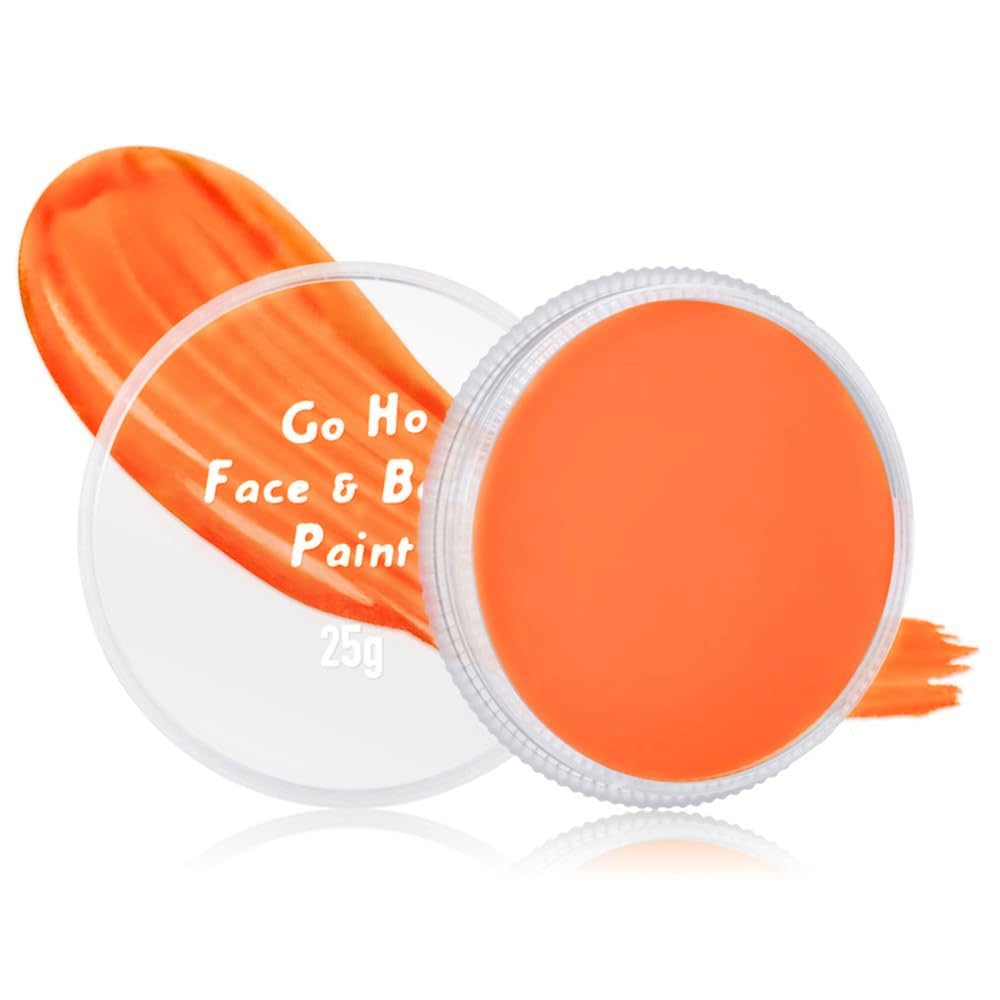 Go Ho Orange Face Paint Washable For Halloween Makeup,Creamy To Gel Water Based Orange Body Paint Full Coverage Forcosplay Sfx C
