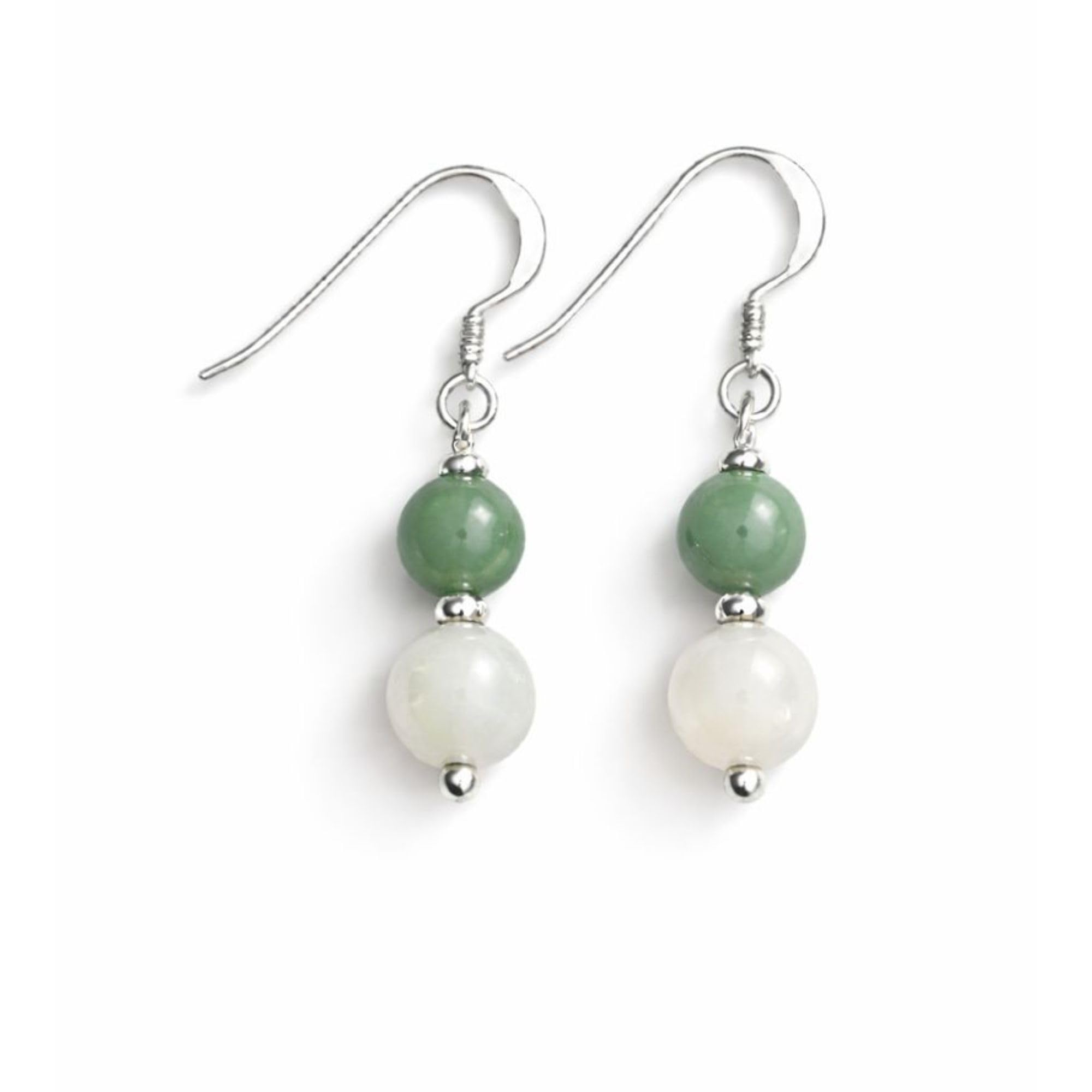 Two Bead Drop Gemstone Look Earrings For Women  Harmony & Grace Design  Dual Green Stone Style Jewelry