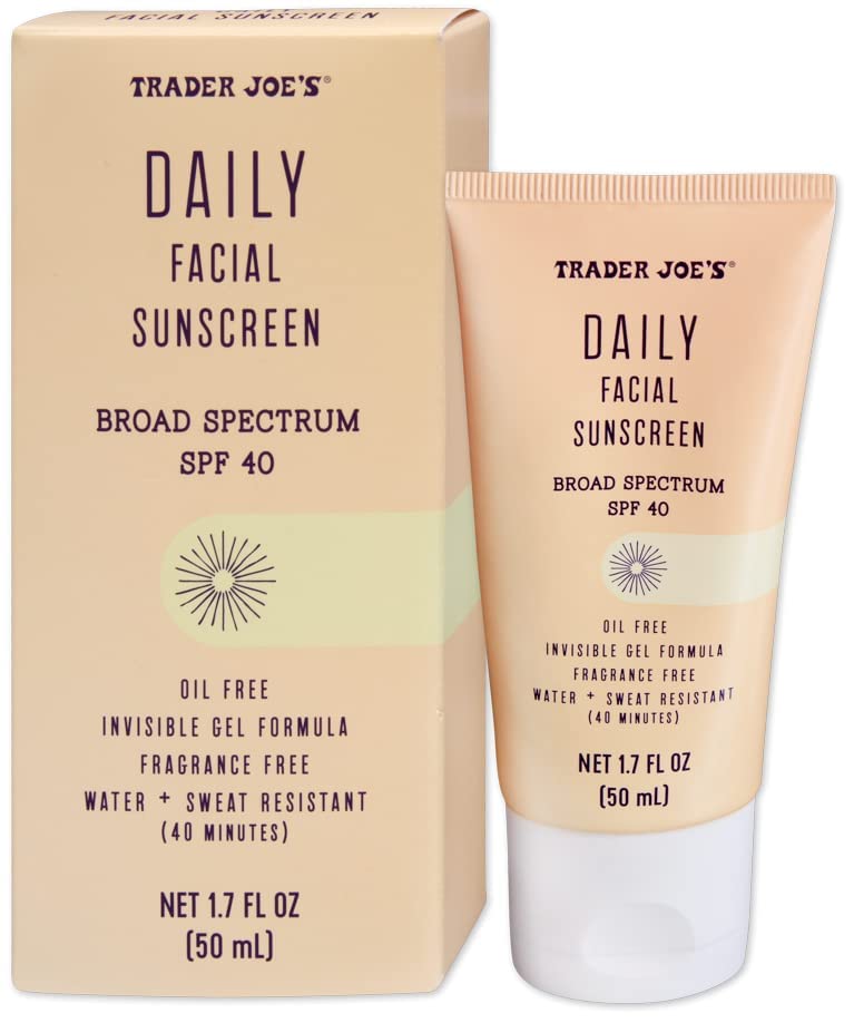 TJ's Daily Facial Sunscreen SPF 40 - Oil Free Invisible Gel, Fragrance Free, Water & Sweat Resistant, 1.7 Fl Oz