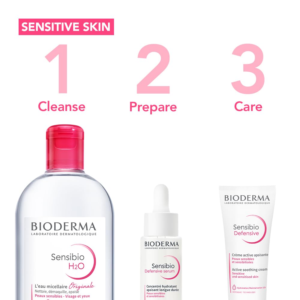 Bioderma - Sensibio H2O - Micellar Water - Cleansing And Make-Up Removing - Refreshing Feeling - For Sensitive Skin, 3.4 Fl Oz (