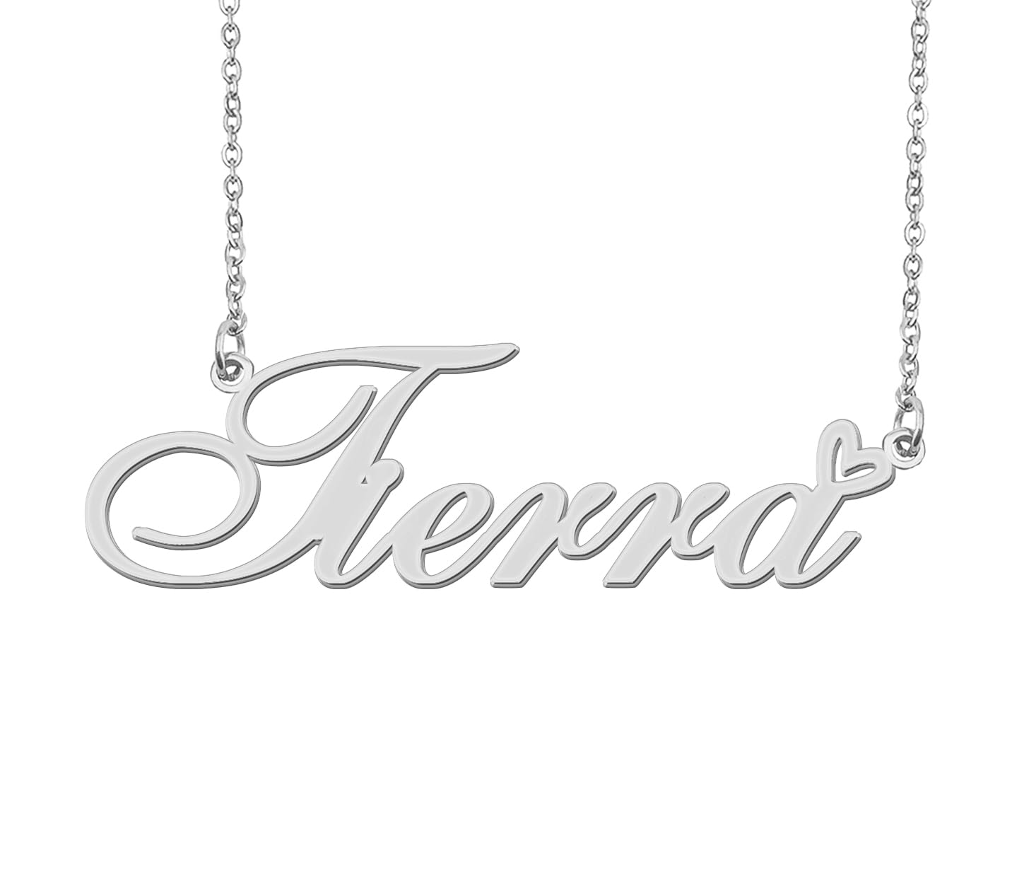 Aoloshow Stainless Steel Silver Tierra Heart Name Necklace Charm Pendant Jewelry for Mom Best Friends