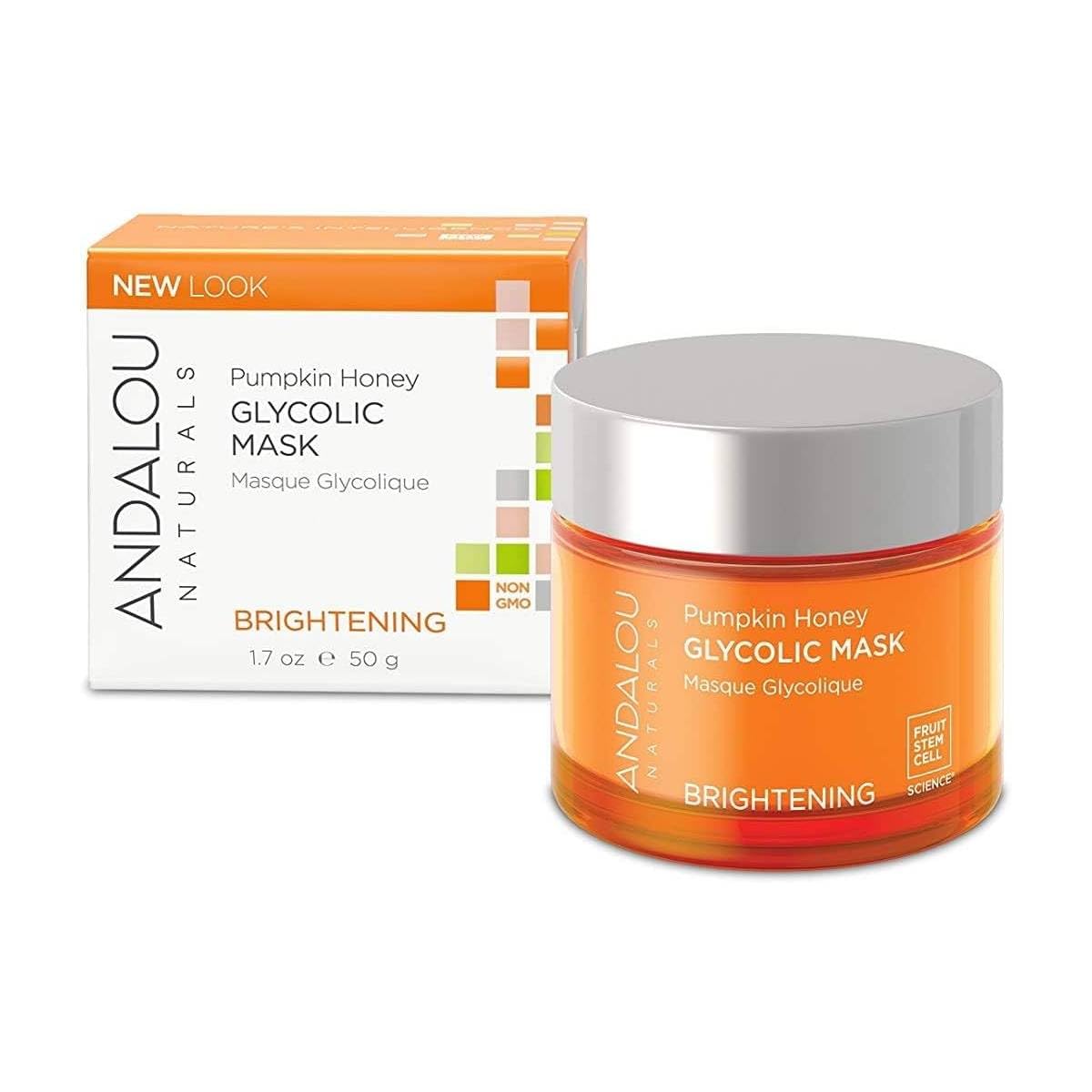 Andalou Naturals Pumpkin Honey Glycolic Mask, Brightening & Exfoliating Face Mask With Glycolic Acid & Vitamin C, Gently Removes