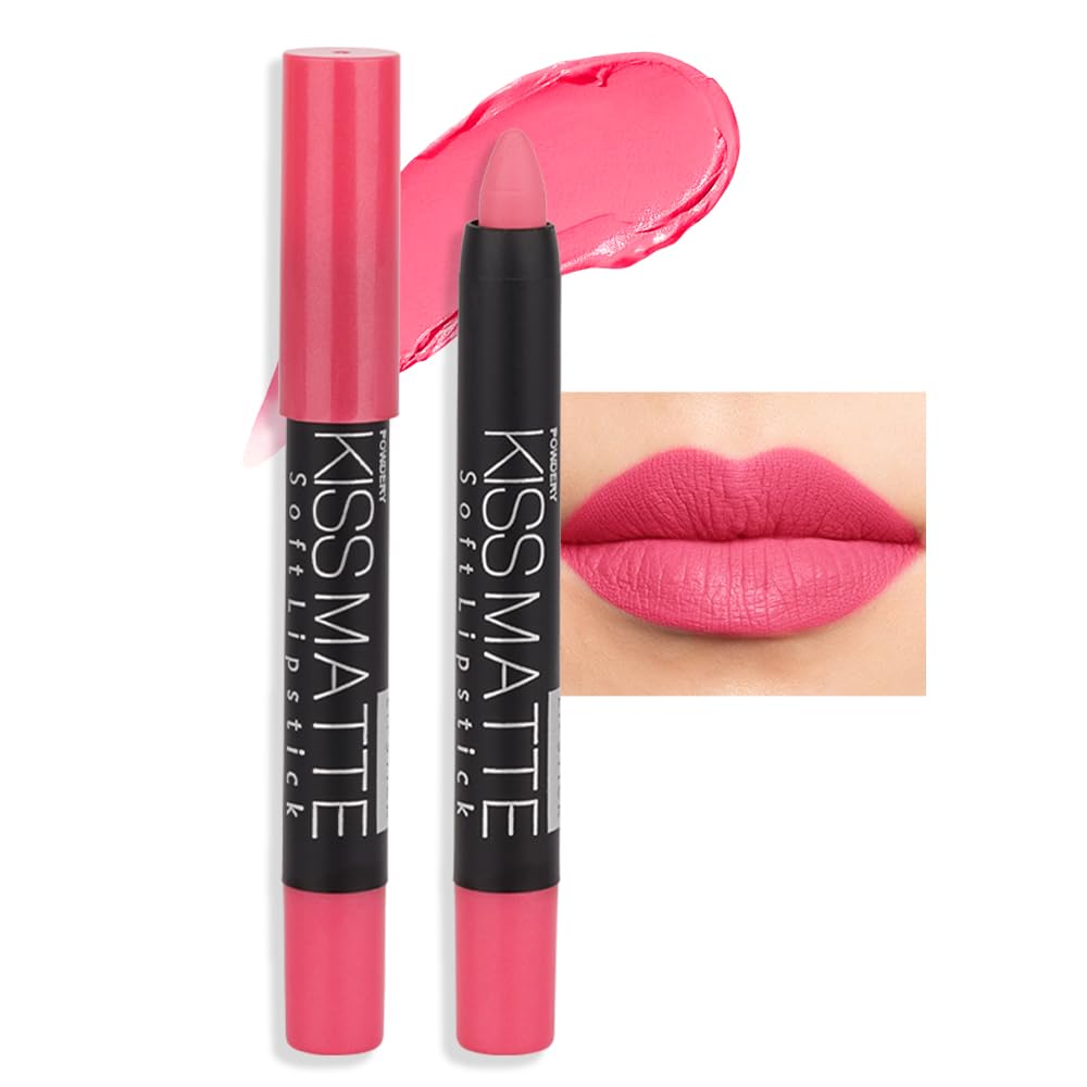 Evpct Dnm 1Pcs Pink Matte Lipstick And Lip Crayon Liner Pencil Pen Set For Women Lip Stain Long Lasting Waterproof Labiales Mate