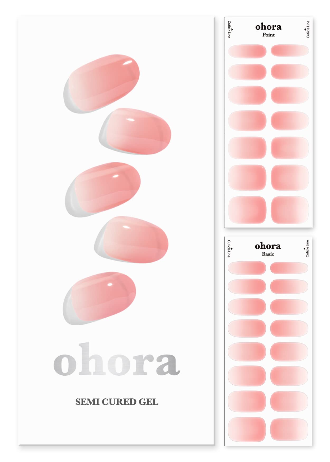 ohora Semi Cured Gel Nail Strips (N Peach Latte) - Works with Any Nail Lamps, Salon-Quality, Long Lasting, Easy to Apply & Remov