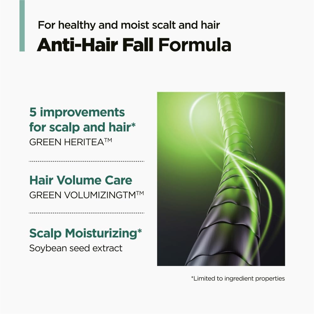 Amos Professional The Green Tea Shampoo Moisturizing For Thinning Hair, Korean Shampoo For Dry Scalp L Flaky & Itchy Scalp, Stre