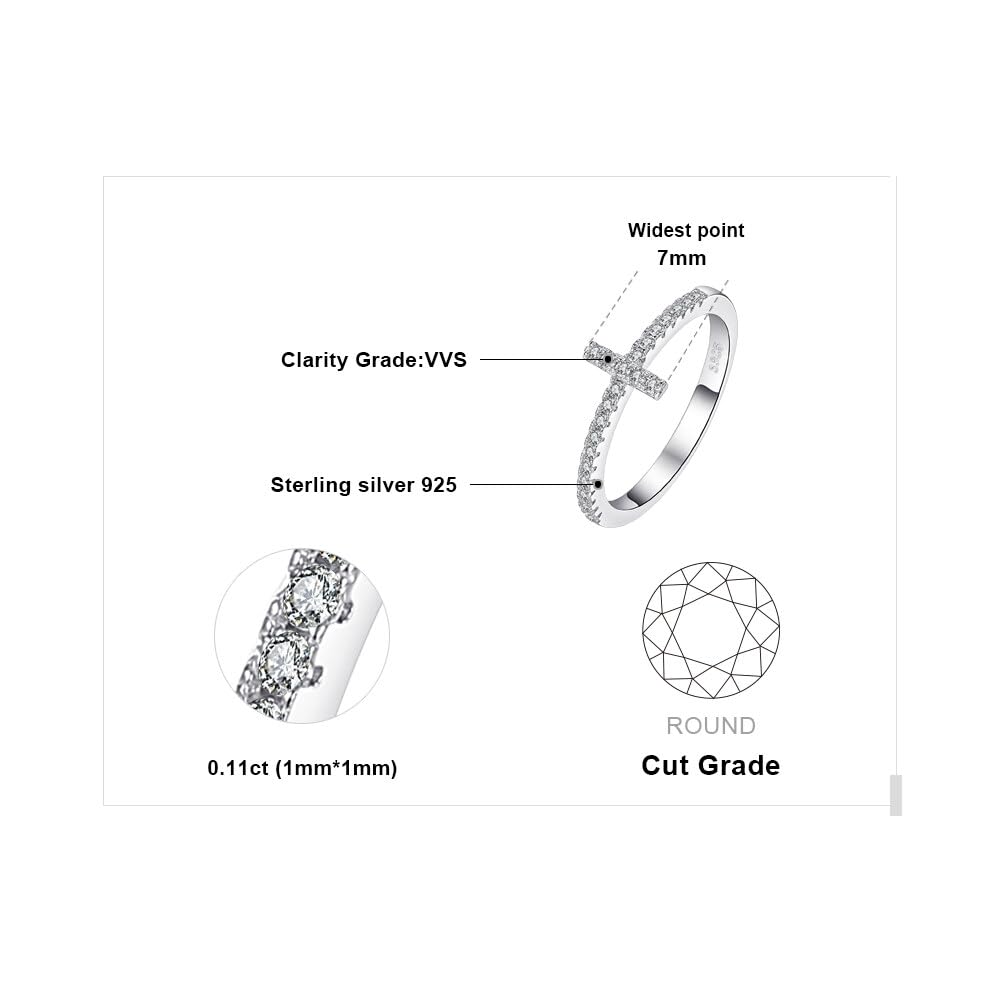 JewelryPalace 14k White Gold Plated 925 Sterling Silver Rings for Women, Cubic Zirconia Promise Rings for Her, Stackable Wedding