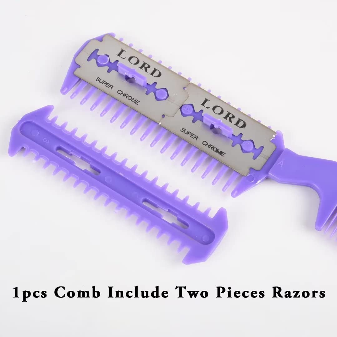 6 Pieces Razor Comb Split Ends Hair Trimmer Home Hair Cut Scissor,Double Edge Razor Combs for Hair Cutting Women and Men Hair Th