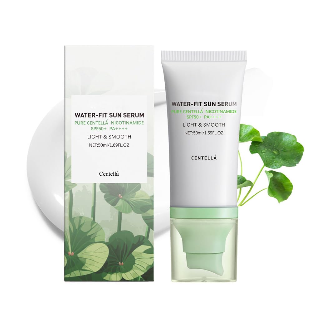 Centella Sunscreen, Hyalu Cica Water Fit Sun Serum, Light Hydrating Face Sunscreen for All Skin Type and UV Defense.(Green)