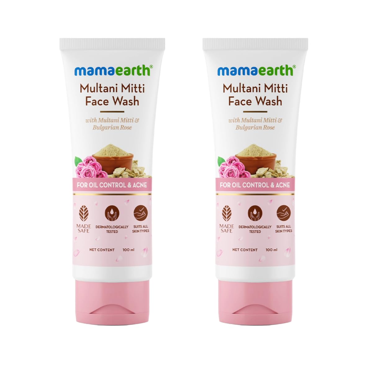 Mamaearth Multani Mitti Face Wash With Multani Mitti & Bulgarian Rose For Oil Control & Acne|Suits All Skin Types|Hydrating & Ge