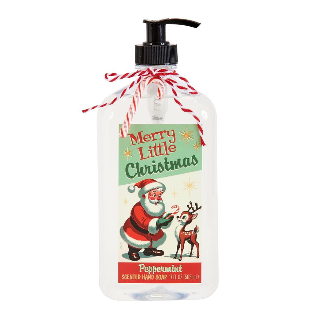 San Francisco Soap Company Mid Century Santa Hand Soap (17 Fl oz) | Peppermint | Dye-Free Hand Soap | Perfect Holiday Gift | Uni