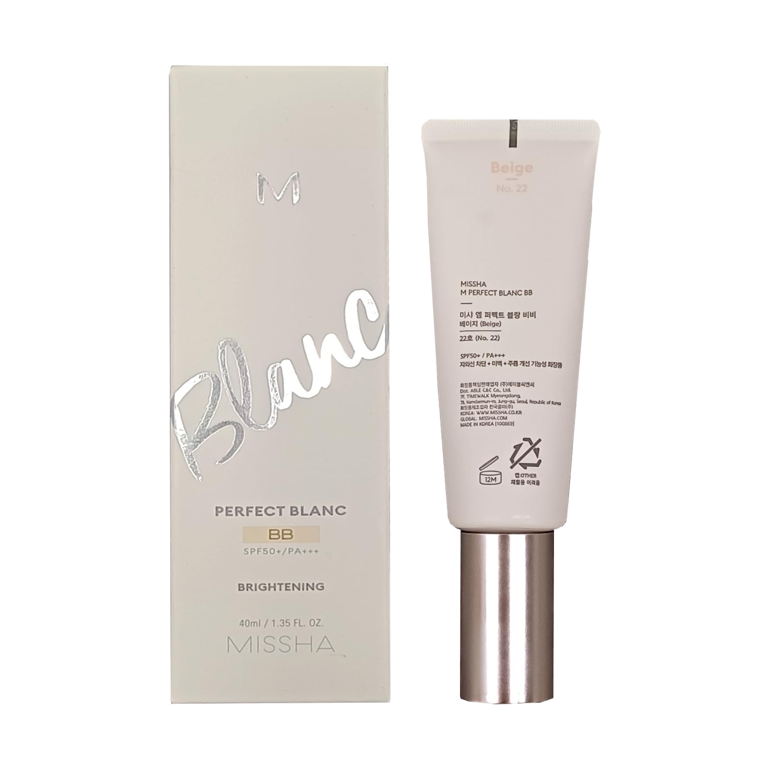 GIANANO, Lightweight & Brightening Makeup for MISSHA M Perfect Blanc BB Creams(1.35fl.oz.), No.22 Beige
