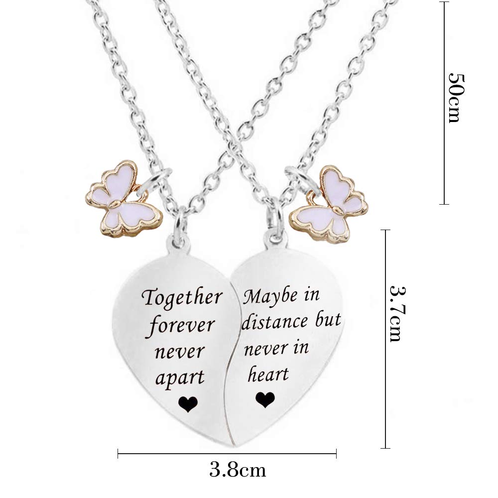 MJartoria BFF Necklace for 2-Valentines Heart Matching Necklace Best Friends Pendant Friendship Necklace Set of 2 Birthday Gifts