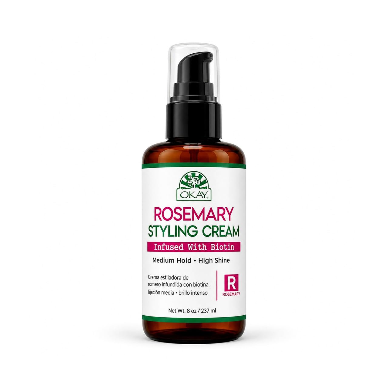 OKAY Rosemary Styling Cream with Biotin 8 oz Medium Hold Hair Cream for Shine, Frizz Control & Hair Strengthening