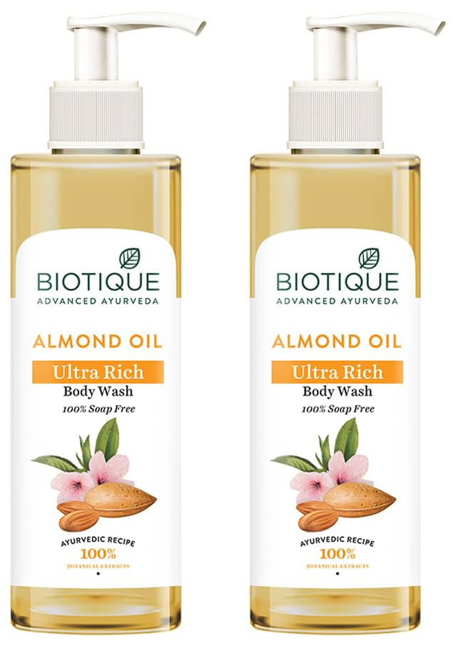 Biotique Almond Oil Ultra Rich Body Wash| Maintains SkinS Natural Ph |100% Botanical Extracts| Soap-Free Body Wash Suitable For 