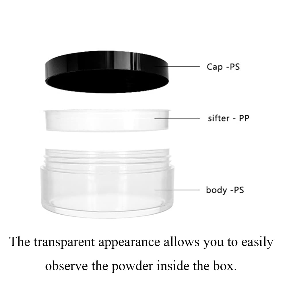 Hahiyo 4Pcs 10Ml/0.34Oz Plastic Empty Travel Powder Container Small Loose Powder Compact Case Makeup Cosmetic Jar Refillable Pow