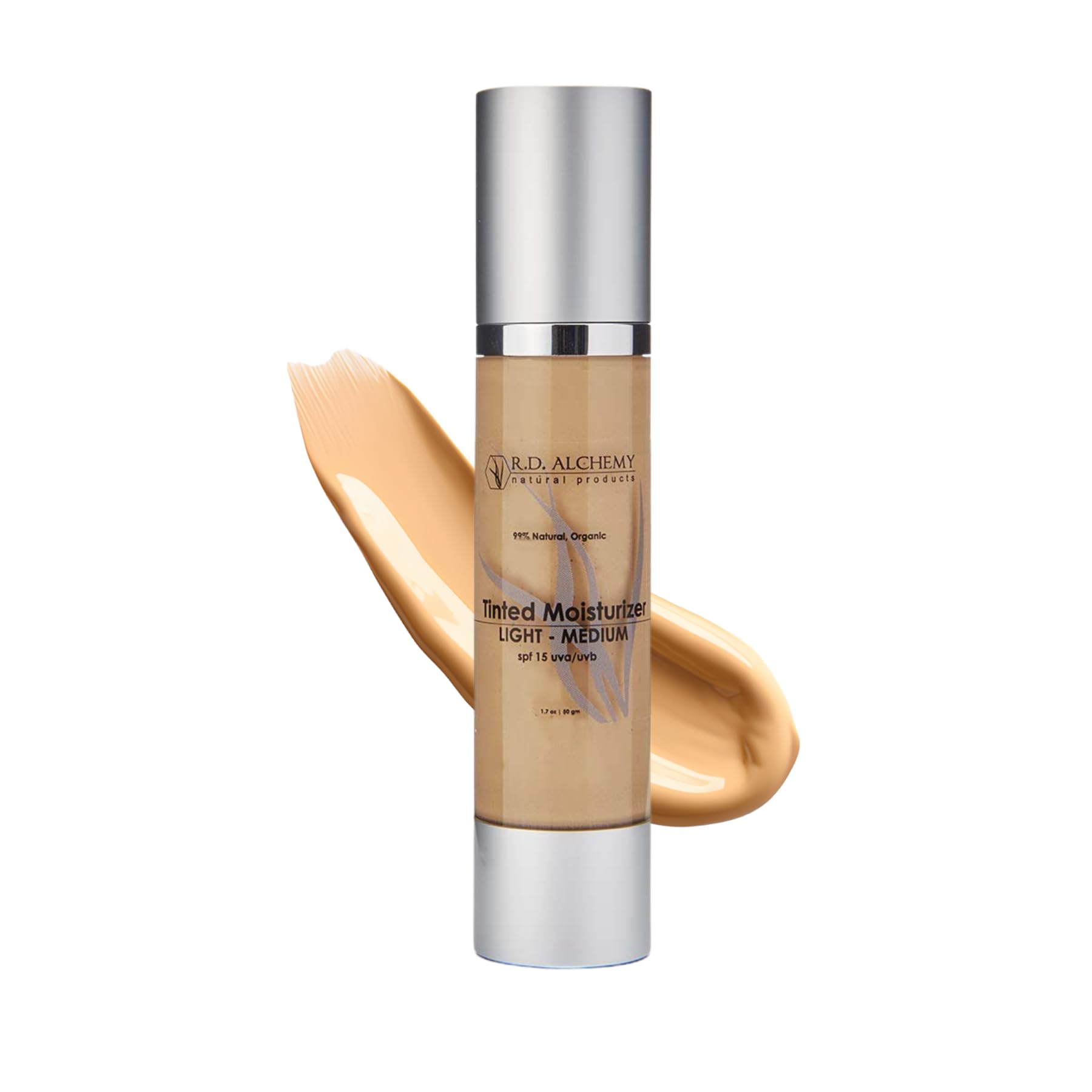 RD Alchemy  99% Natural & Organic Tinted Moisturizer LIGHT  MEDIUM Shade with SPF. Best BB and CC cream for Normal to Dry Skin
