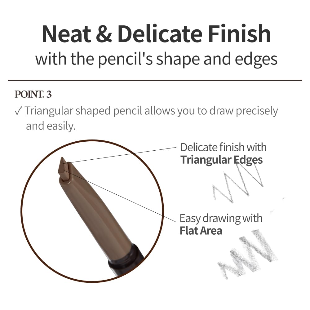 Etude Drawing Eye Brow - Gray Brown | Long-Lasting Eyebrow Pencil For Soft Textured Natural Daily Look Eyebrow, Korean Makeup, K