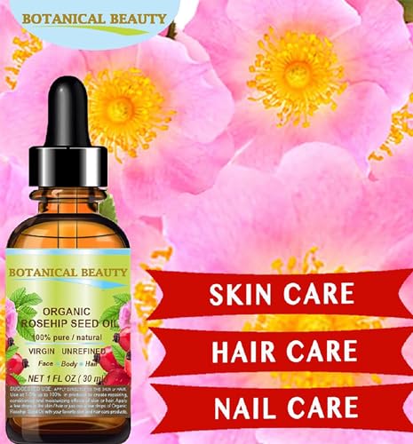 ROSEHIP SEED OIL Pure For Face, Skin, Hair and Body. Anti-Aging Moisturizer Facial Oil 0.5 Fl oz 15 ml by Botanical Beauty