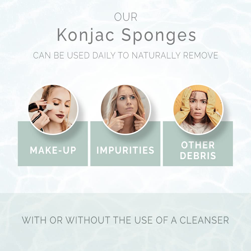 Wildpier Beauty Konjac Sponge, Natural Luxury Facial Exfoliator, Face Scrubber, Makeup Remover, Plant Based Gentle Cleansing for