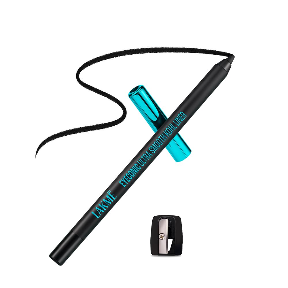 Lakme 95 Eyeconic Ultra Smooth Kohl Liner  Intense Black, Smudgeproof & Waterproof Kajal That Lasts Upto 24 Hours, 1.2G