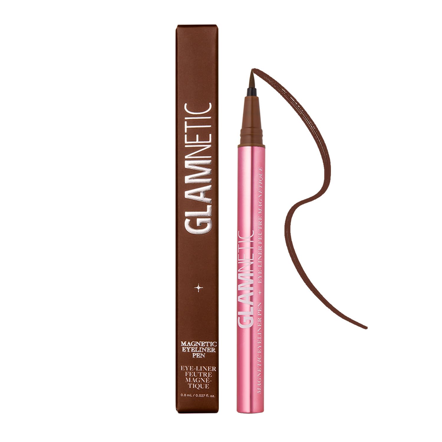 Glamnetic Felt Tip Magnetic Eyeliner Pen - Brown 0.025 Fl Oz | Brown Smudgeproof & Waterproof Eyeliner Pen, All-Day Hold For Mag