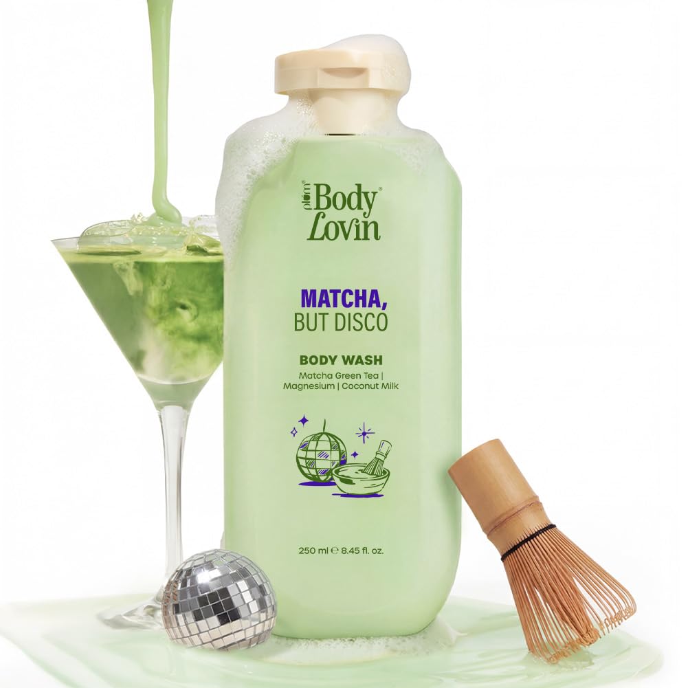 Plum Bodylovin Matcha, But Disco Body Wash | Calming & Smoothening Shower Gel | Match Green Tea, Magnesium & Coconut Milk | Lact