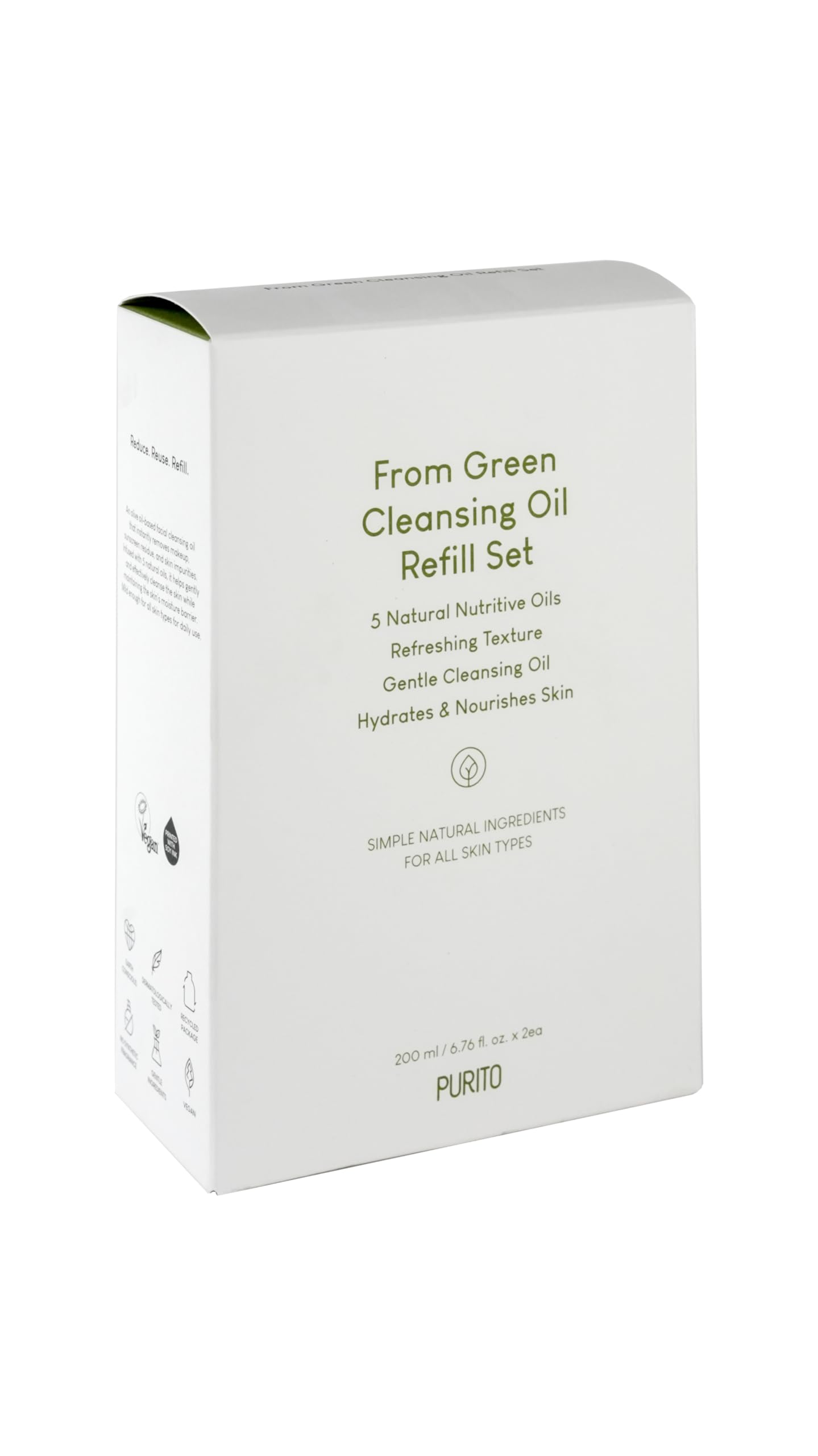 Purito From Green Cleansing Oil Set (=Original + Refill), 13.52 Fl.Oz / 400Ml, Gentle Cleansing Oil For Face, Cruelty-Free & Veg