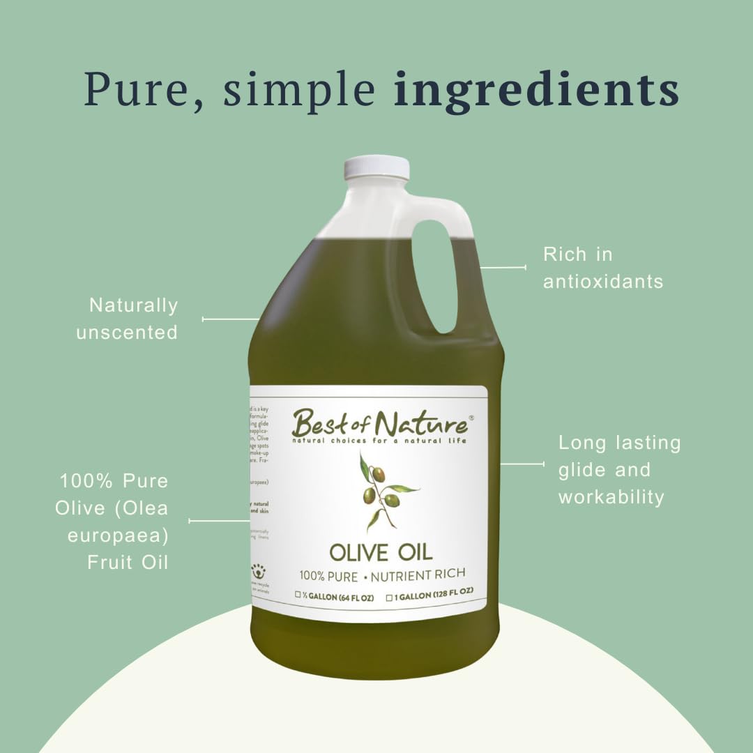 Best Of Nature 100% Pure Olive Massage & Body Oil - Cold Pressed, Unscented Moisturizer For Skin & Hair, Bath Oil, 8 Oz