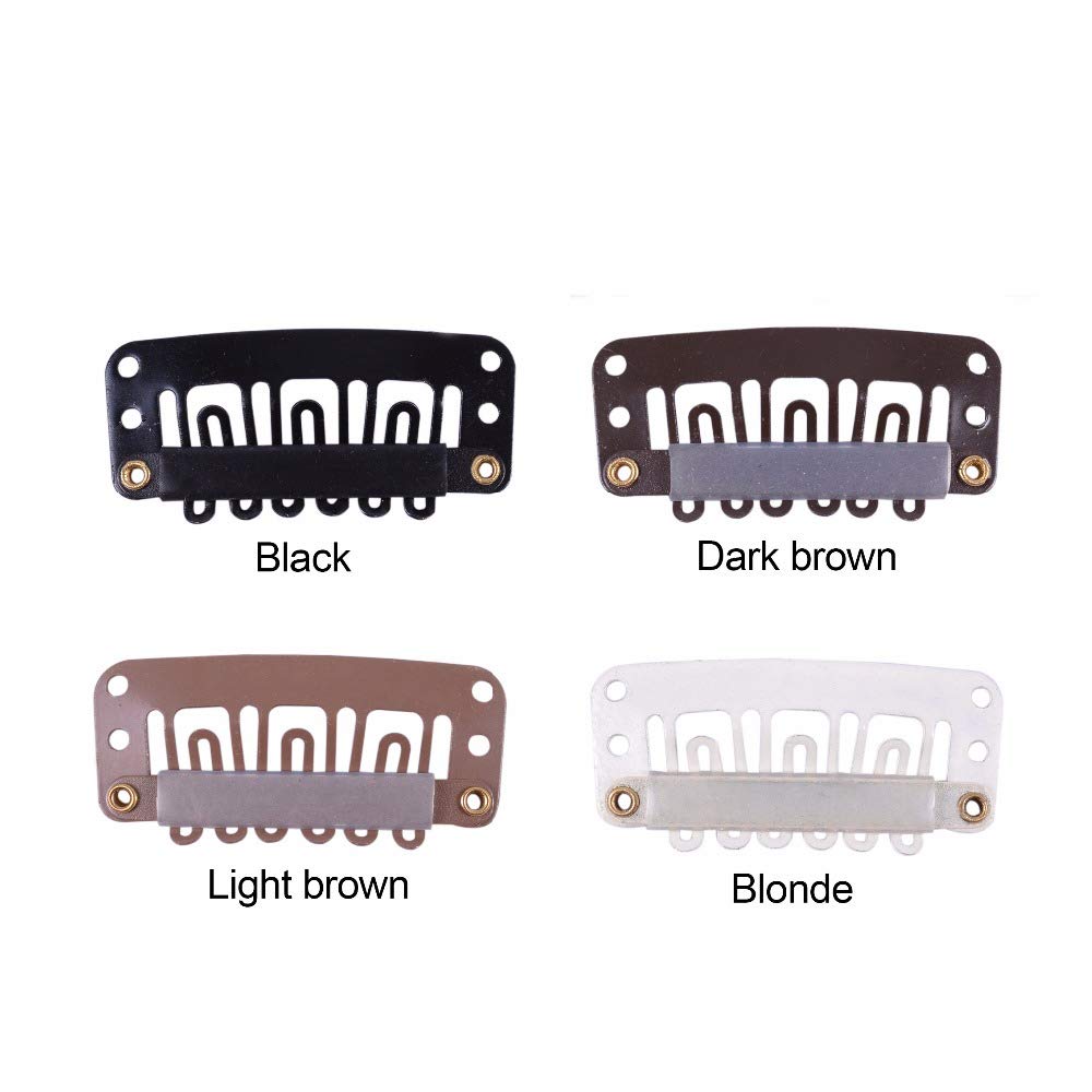 Yantaisiyu 24 Pcs/Lot 32Mm 6-Teeth Clips With Rubber U-Shape Snap Clips Metal Wig Hair Extension Clips For Hair Extension Hairpi