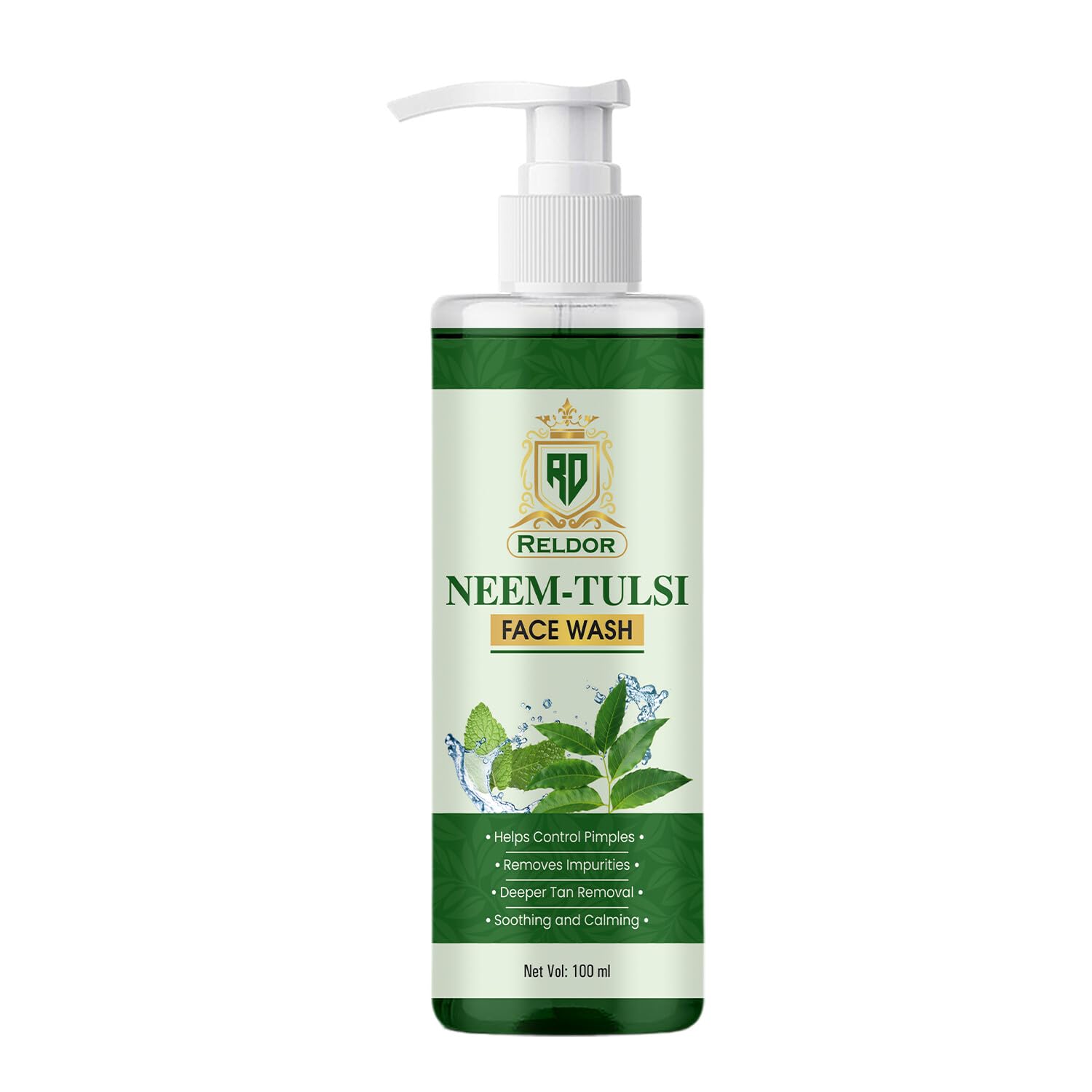 Reldor Neem Tulsi Face Wash For Oil Control, Tan Removal & Glowing Clear Skin | Herbal Face Cleanser For AcneFree Radiant Skin 