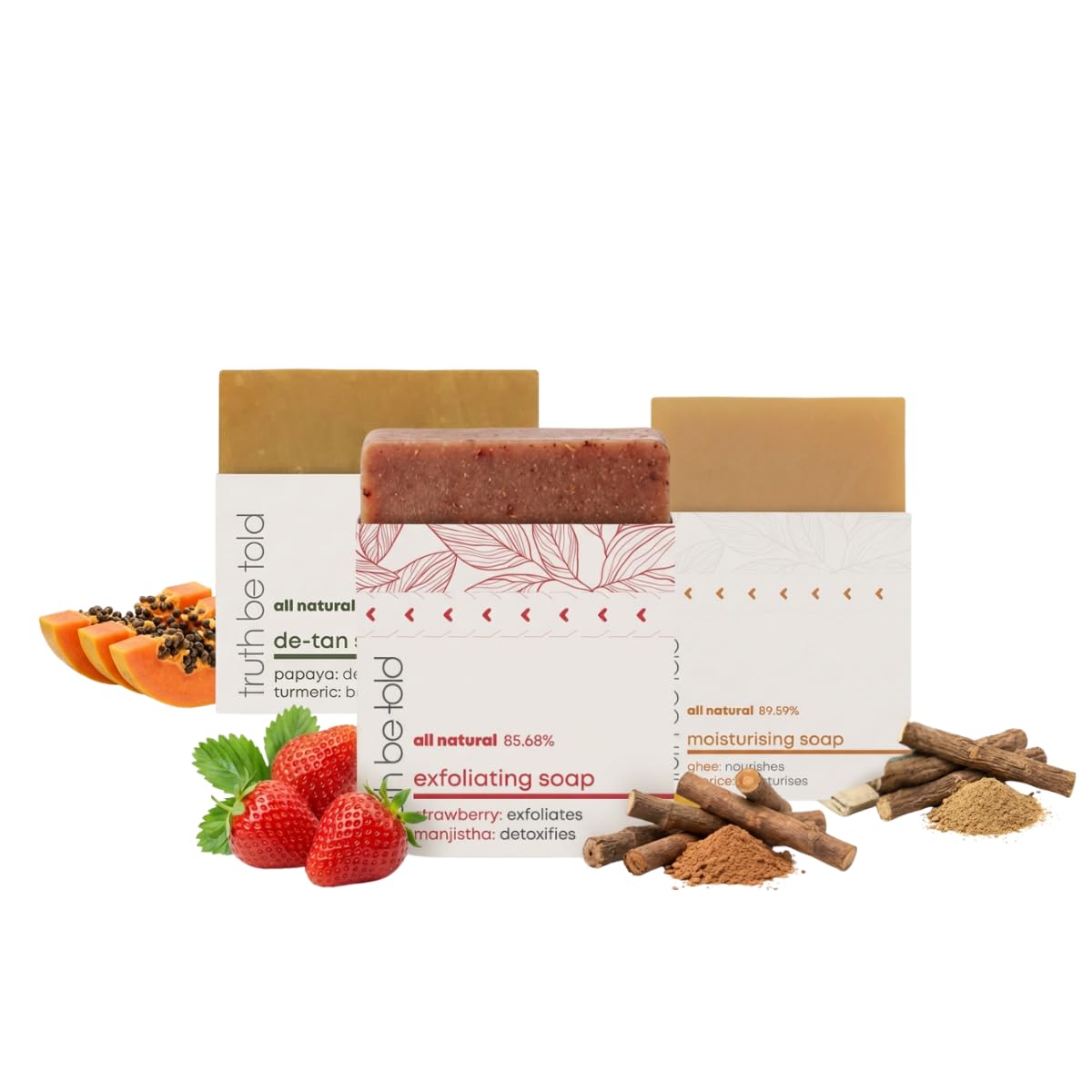 Truth Be Told AllNatural Handmade Soap Pack Of 3 | Mild, Nourishing & Daily Use Bath Bars