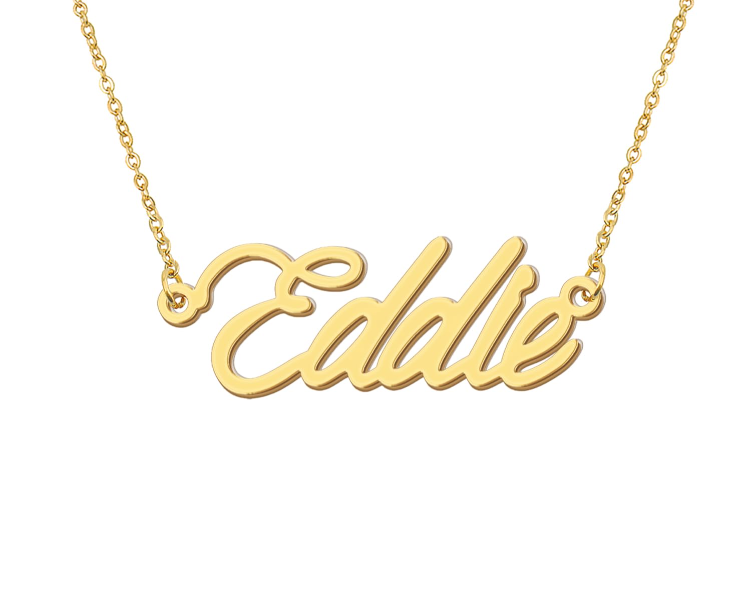 Aoloshow 18k Gold Plated Eddie Name Necklace Womens Mens Nameplate Charm Stainless Steel Jewelry for Valentines Day