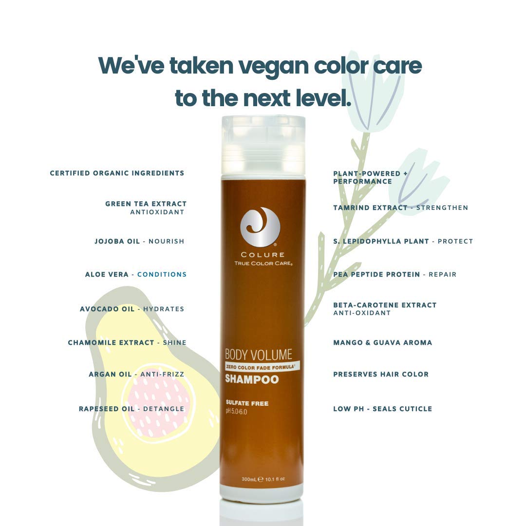 COLURE Body Volume Shampoo repairs dry, damaged tresses and strengthens color-treated hair.