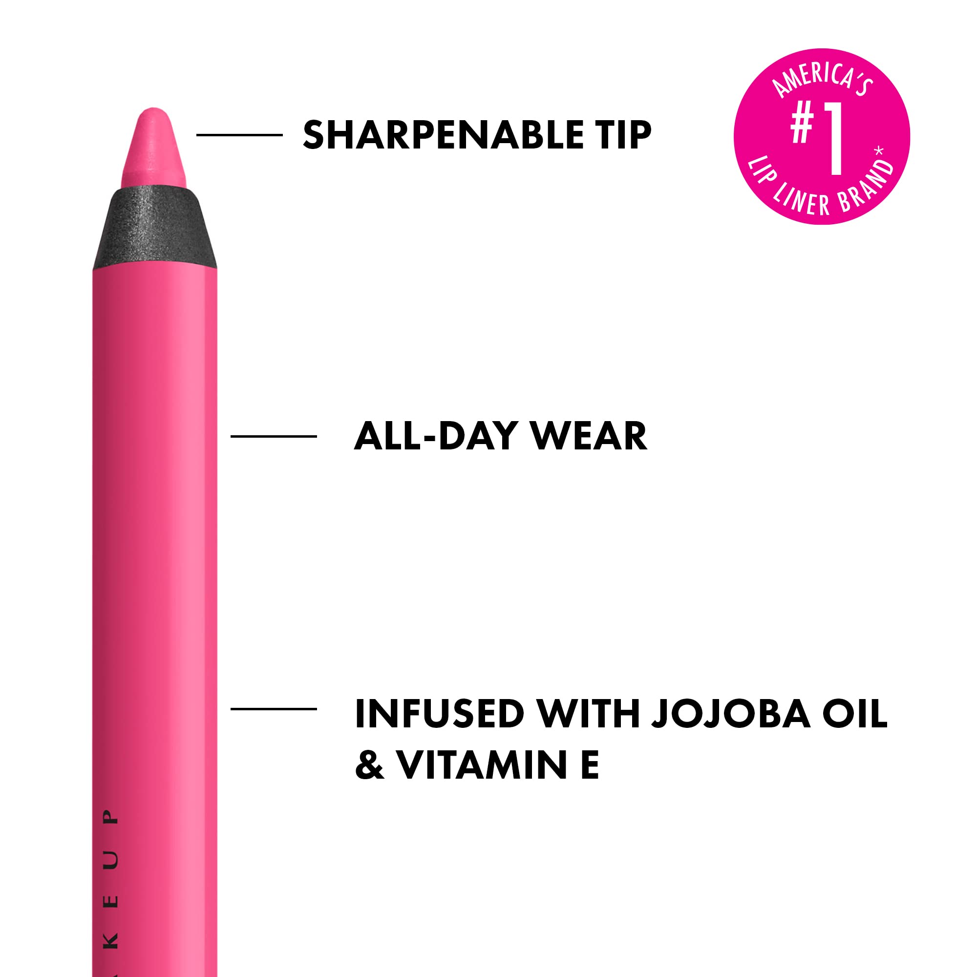NYX PROFESSIONAL MAKEUP Line Loud Lip Liner - Longwear Pigmented Pencil, Jojoba Oil & Vitamin E, 1 Count, Movin' Up (Bright Pink Peach)