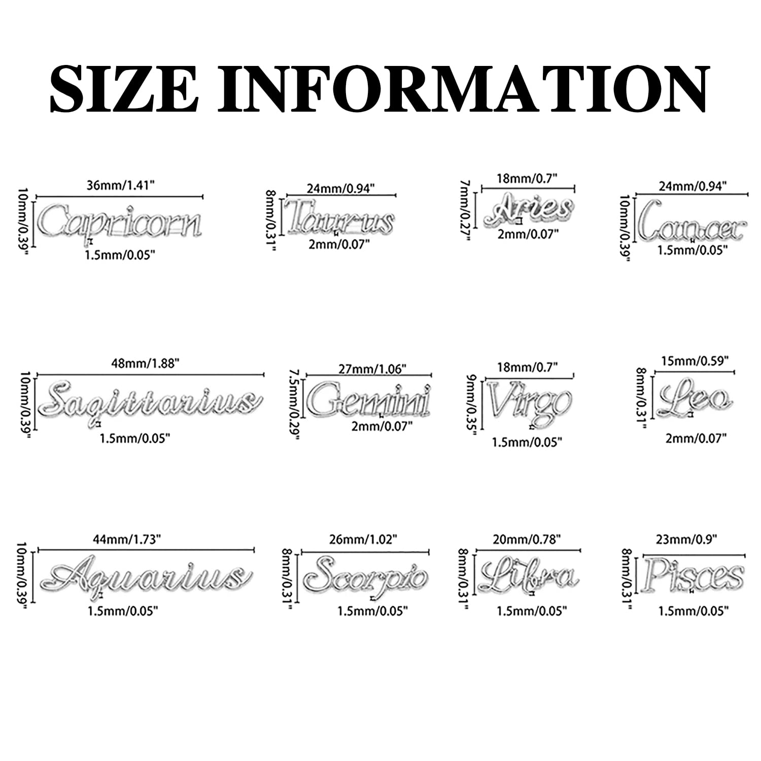 Xeaohesy 24 Pieces Silver Alloy Zodiac Nail Charms 12Pcs Zodiac Signs Nail Studs 12Pcs Constellation Words Charms Twelve Constel