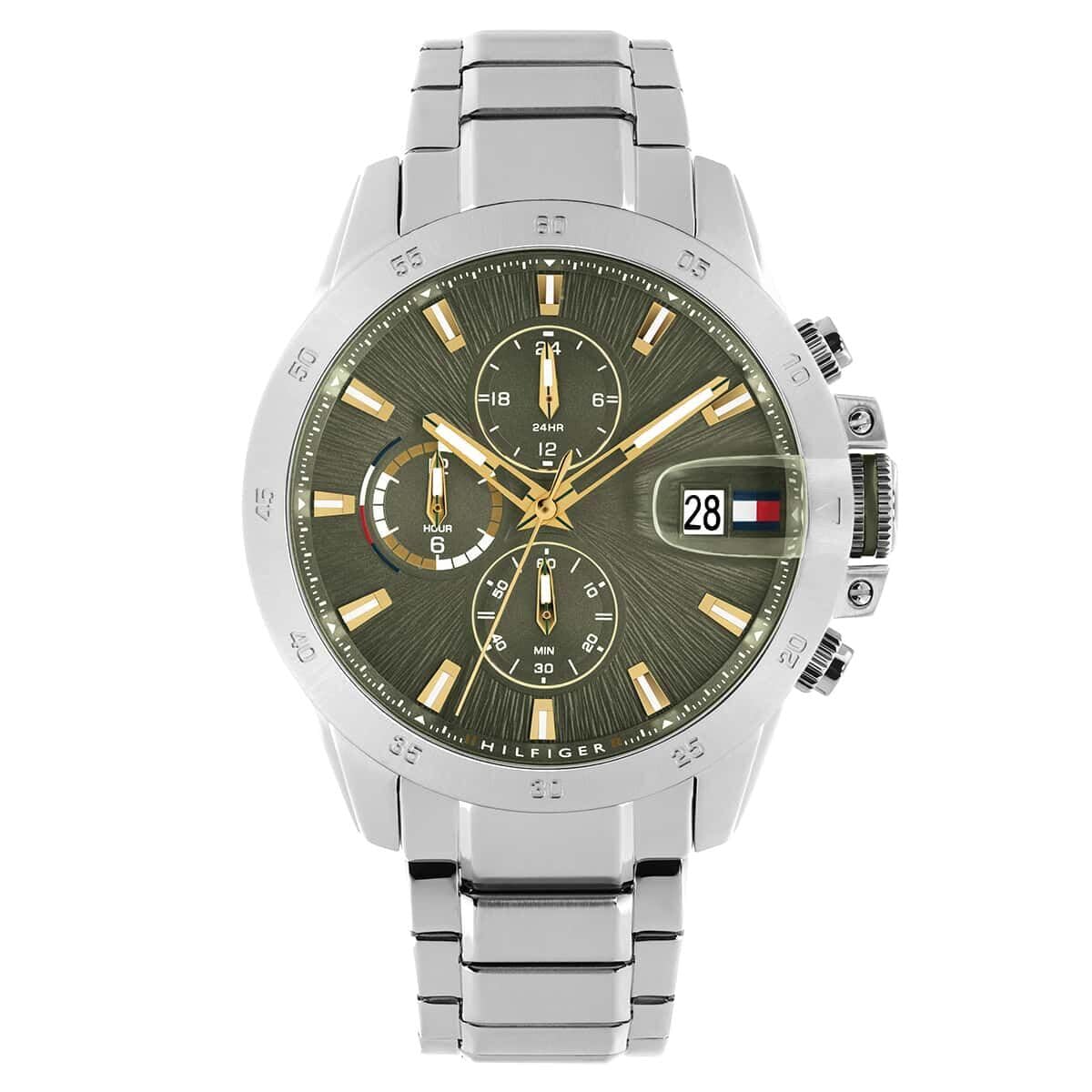 Tommy Hilfiger Jameson Quartz Analog With Green Dial Silver Stainless Steel Strap Watch For Men  Th1792197