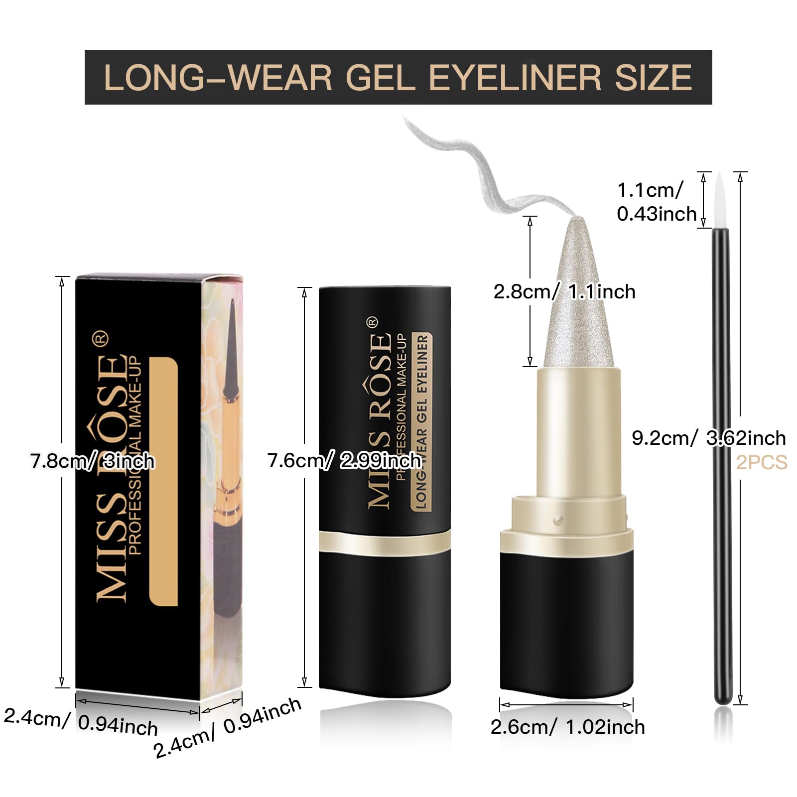 Lokfar 2 Pcs Gel Eyeliner Set, Cream Eyeliner Tool Smudge Proof Waterproof Eyeliner Pencil Shimmer Eye-Liner Pencil Tattoo Eyeli