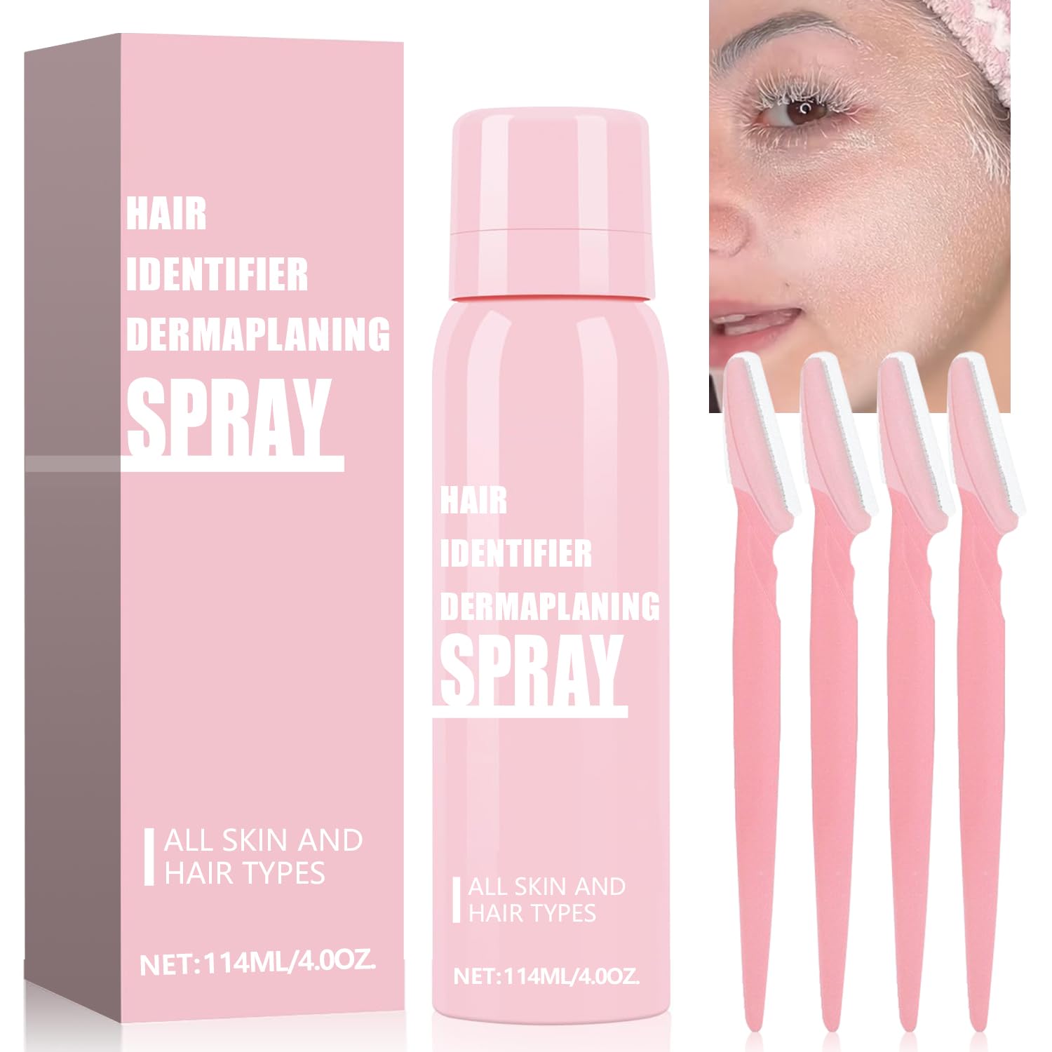 1PC Hair Identifier Spray for Face Shaving, Skin Face Hair Identifying Shaving Powder Spray With Razors, Hair identifier Set for