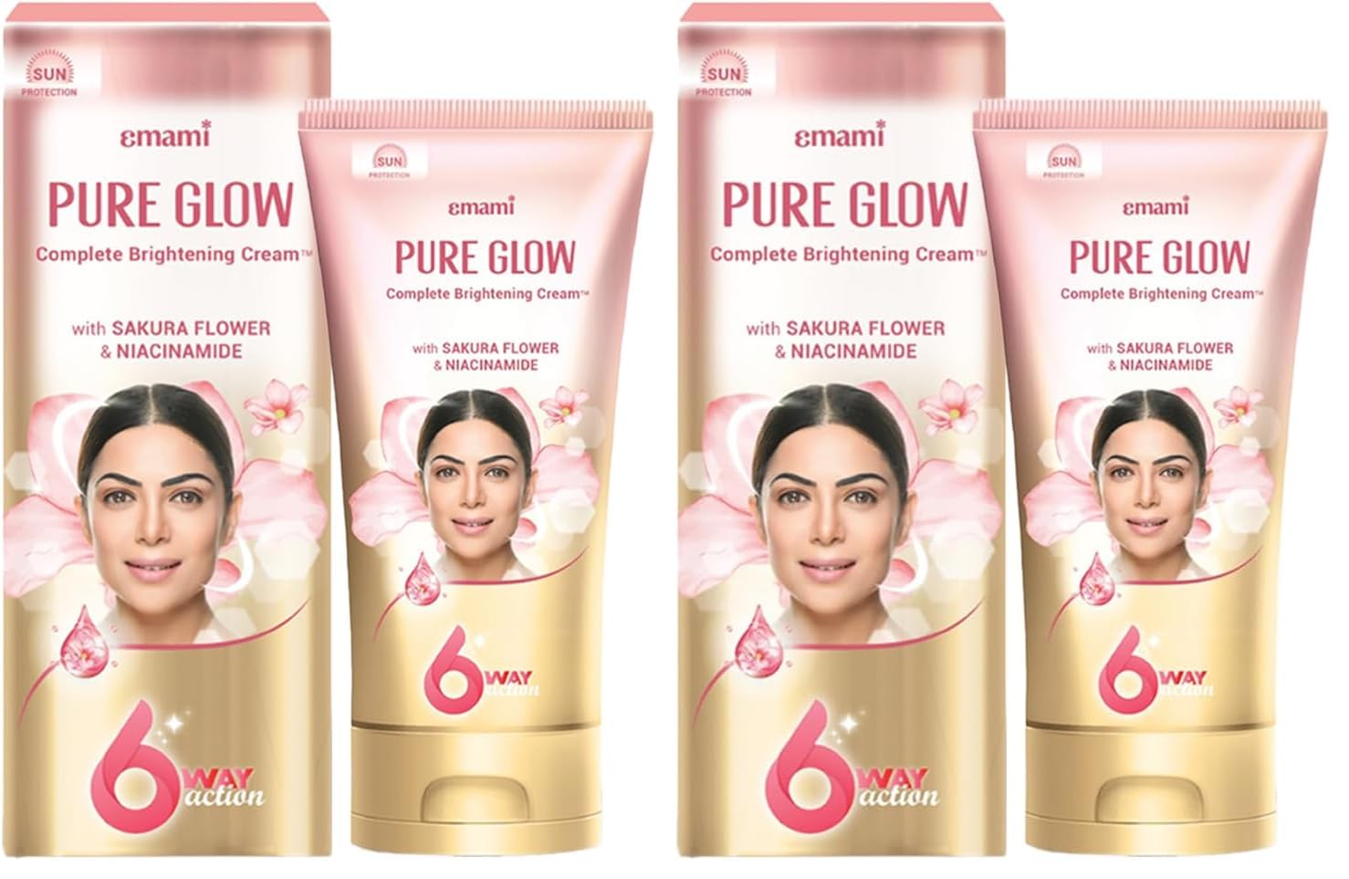 Emami Pure Glow Complete Brightening Cream 50G | With Japanese Sakura Flower & Niacinamide For 2X Brightness & +50% Moisturisati