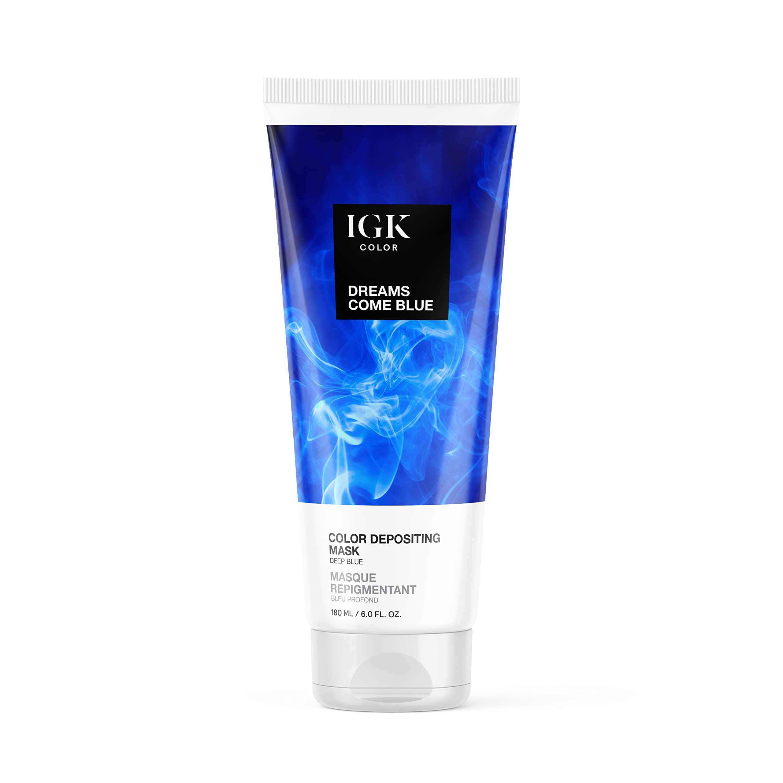IGK Color Depositing Mask DREAMS COME BLUE - Deep Blue | Conditioning + Hydrate + Shine | Vegan + Cruelty Free | 6 Oz