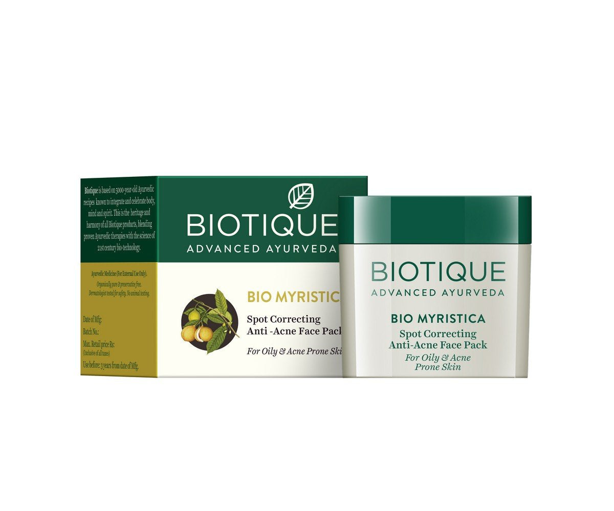 Biotique Bio Myristica Spot Correcting Anti Acne Face Pack, 20G