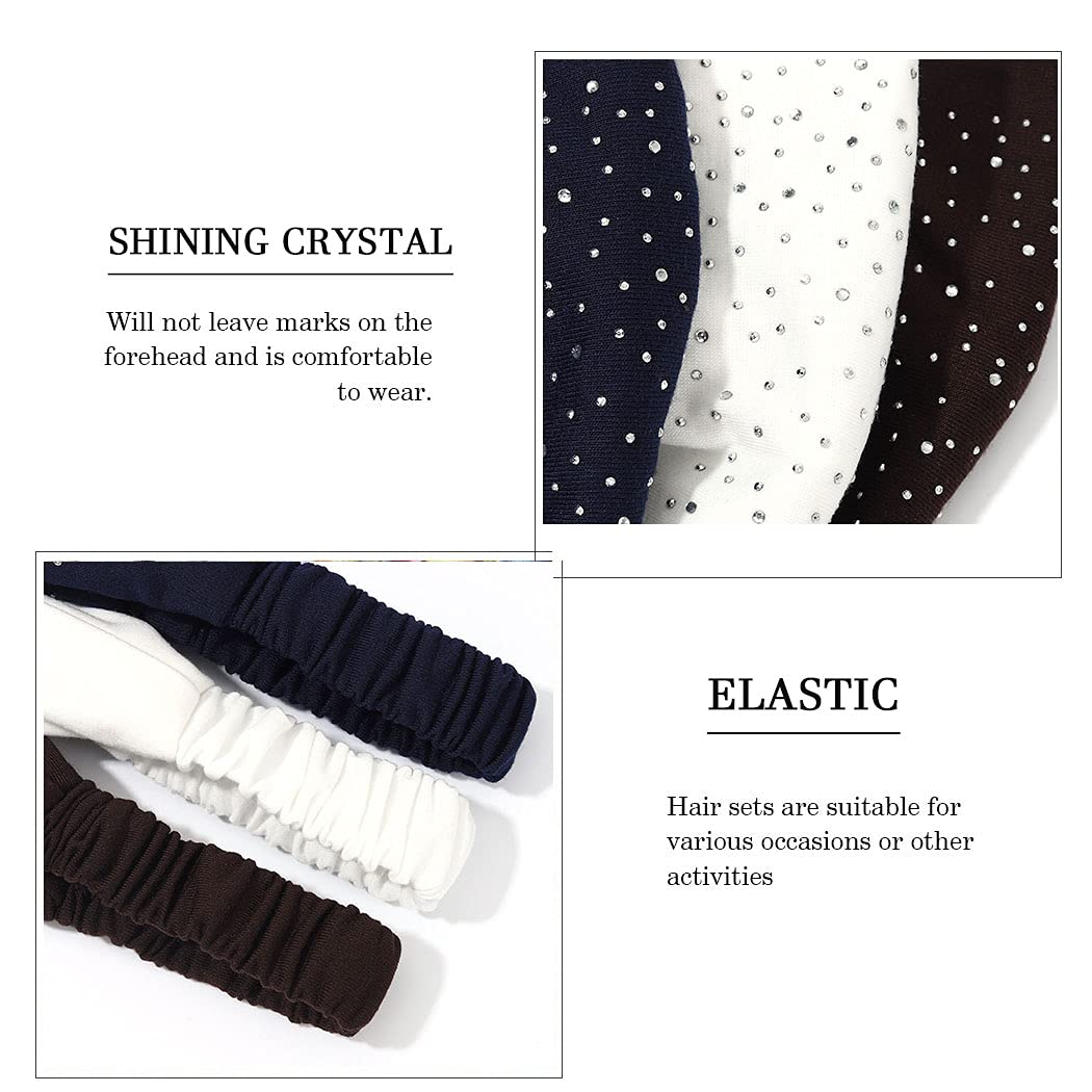 Cakure Crystal Wide Headbands Rhinestone Head Bands Black Turban Headband Elastic African Head Wraps Sport Hair Bands For Women