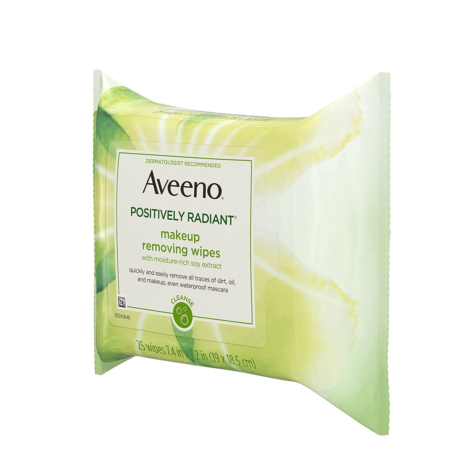 Aveeno Active Naturals Positively Radiant Makeup Removing Wipes, 25 Ea (Pack Of 3)