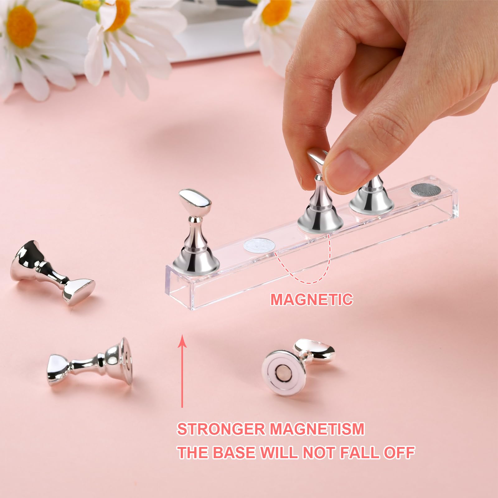 Etercycle Nail Stand Press On Nail Stand Nail Holder for Painting Nails Magnetic Nail Tips Practice Stands with 80Pcs Reusable P
