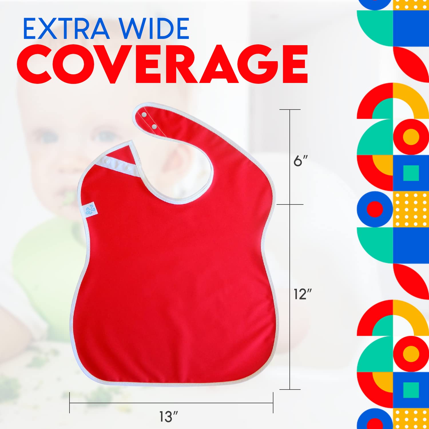 Toppy Toddler Large Waterproof Baby Bibs, Snap Buttons, Bib Easily Wipes Clean, Girls Gift Set 12-Pack (18-48 Months)