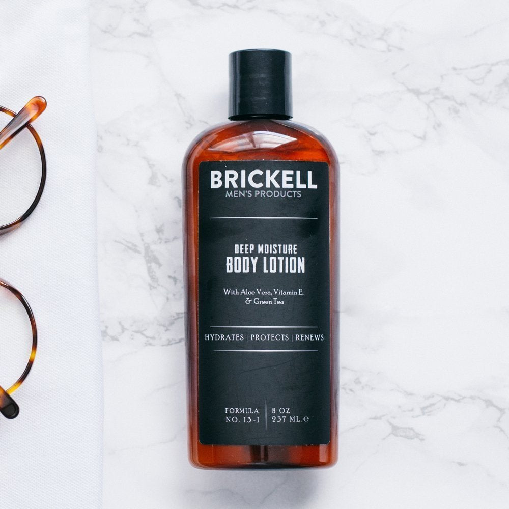 Brickell Men's Deep Moisture Body Lotion for Men, Natural and Organic Protects and Hydrates Dry Skin, 8 Ounce, Unscented